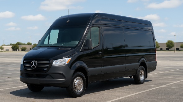 Exterior of Charter Bus Company Hollywood's 14 Passenger Sprinter Limousine in Hollywood