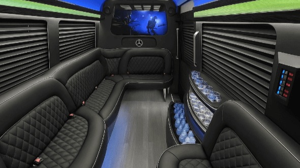 Interior of Charter Bus Company Hollywood's 14 Passenger Sprinter Limousine in Hollywood