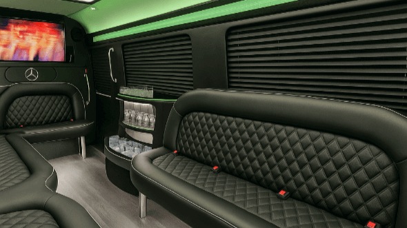 Interior of Charter Bus Company Pembroke Pines's 14 Passenger Sprinter Limousine in Pembroke Pines