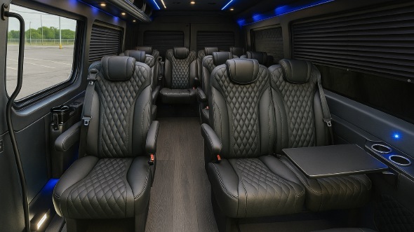 Interior of Charter Bus Company Hialeah's 18 Passenger Minibus in Hialeah