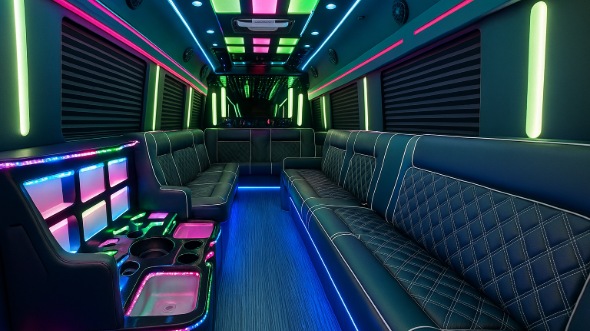 Interior of Charter Bus Company Miami's 30 Passenger Party Bus in Miami