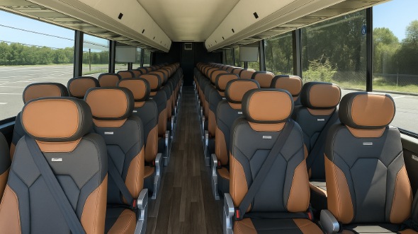 Interior of Charter Bus Company Hialeah's 44 Passenger Charter Bus in Hialeah