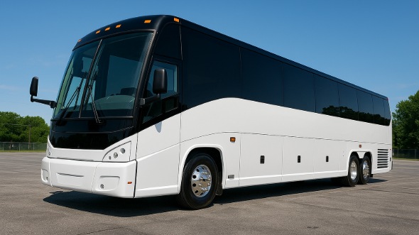 Exterior of Charter Bus Company Hialeah's 45 Passenger Charter Bus in Hialeah