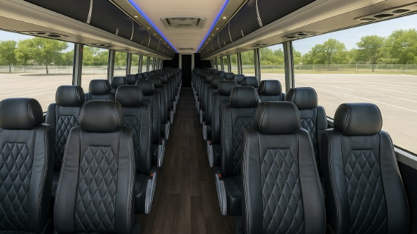 Interior of Charter Bus Company Hialeah's 51 Passenger Charter Bus in Hialeah