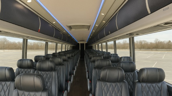 Interior of Charter Bus Company Hialeah's 54 Passenger Charter Bus in Hialeah