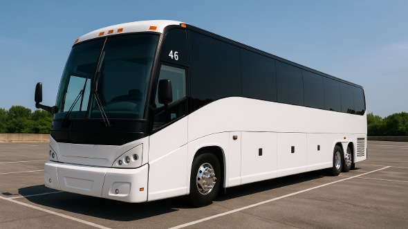 Exterior of Charter Bus Company Hialeah's 56 Passenger Charter Bus in Hialeah