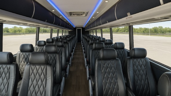 Interior of Charter Bus Company Hialeah's 56 Passenger Charter Bus in Hialeah
